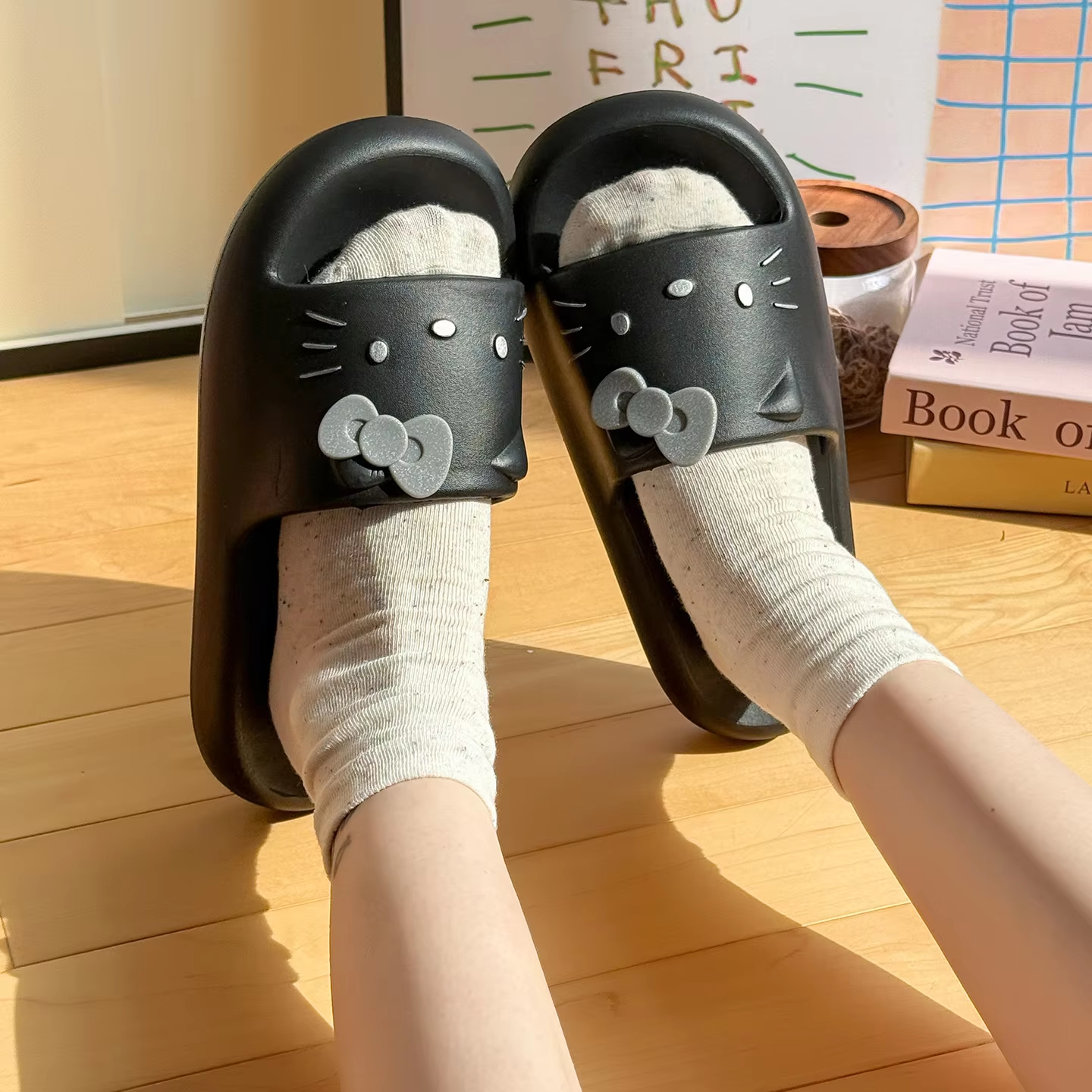 Kids Outdoor Jumping - Women Hello Kitty Bow Slide Sandals