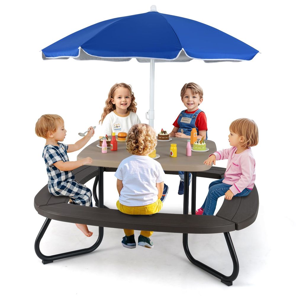 Kids Outdoor Umbrella For Table - JOY Kids Picnic Table, 8 Person