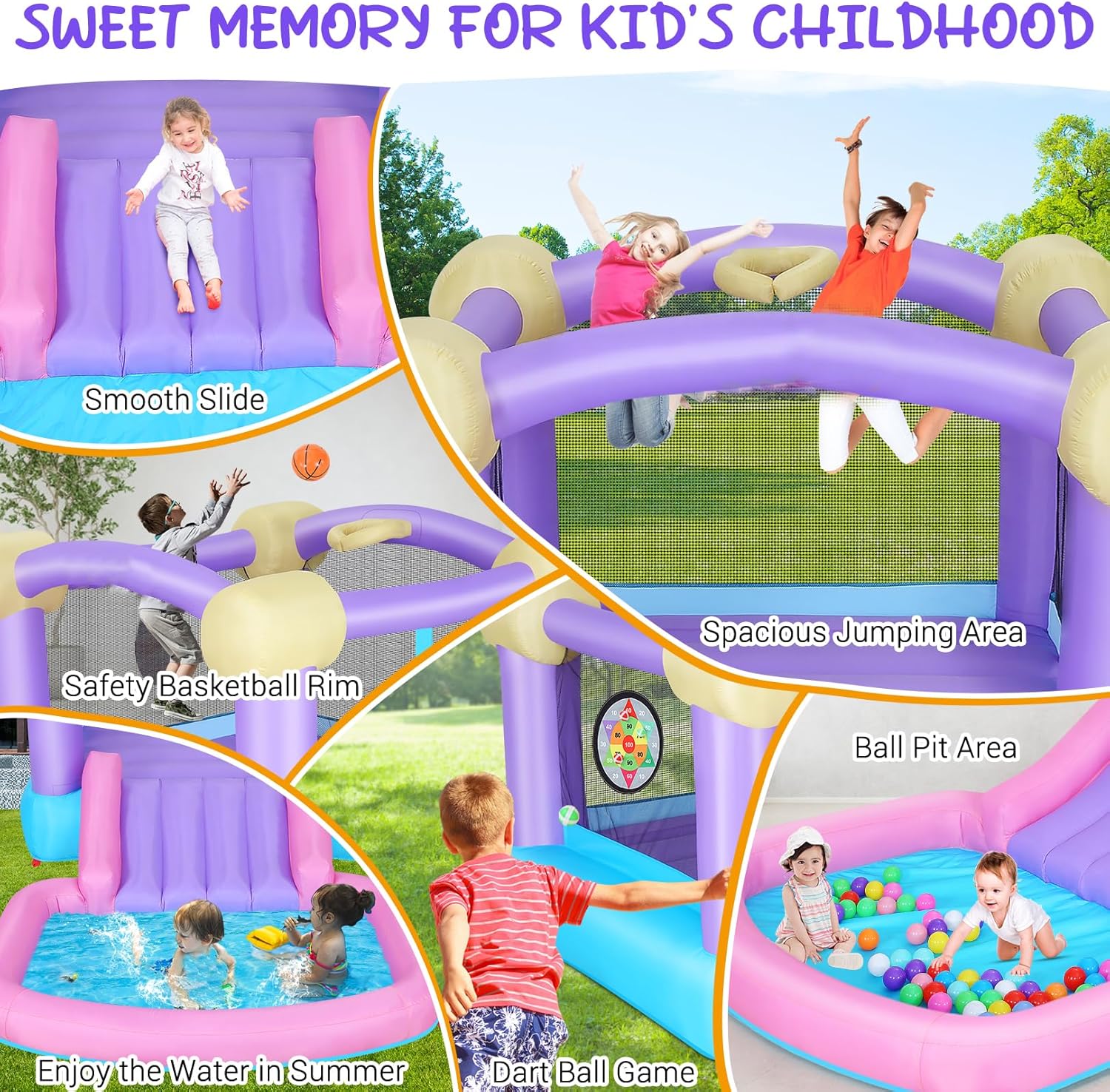 Kids Inflatable Bounce House w - Kids Outdoor Jumping recensione e prezzo