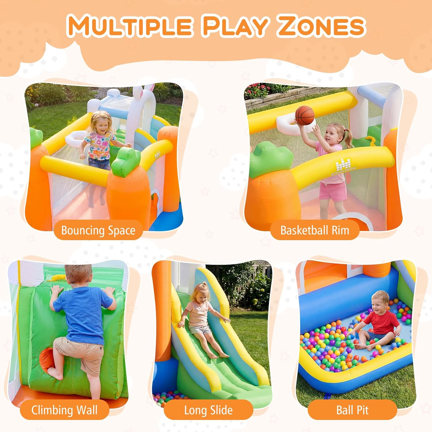 Inflatable Bounce House with B - Kids Outdoor Jumping recensione e prezzo