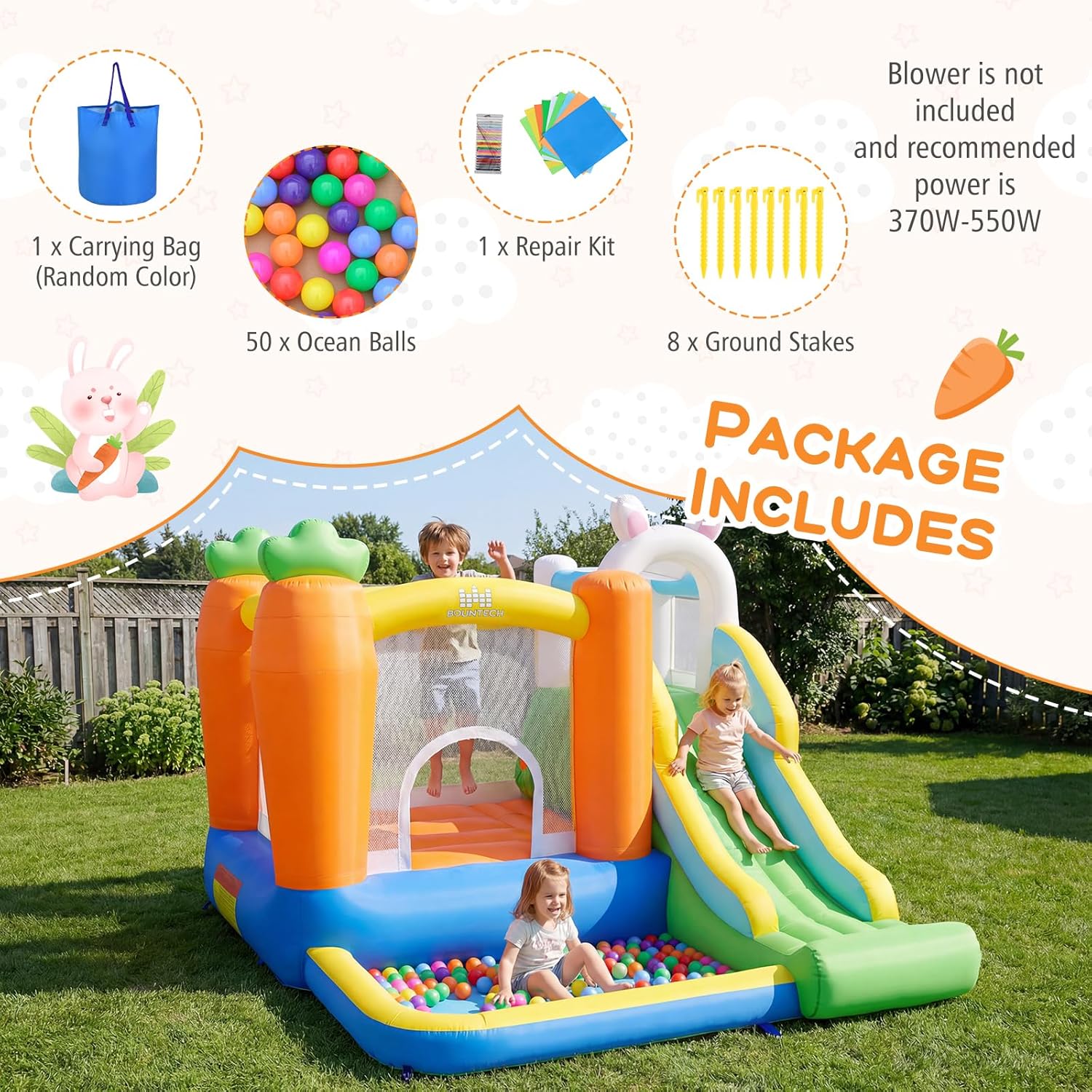 Inflatable Bounce House with B - Kids Outdoor Jumping recensione e prezzo