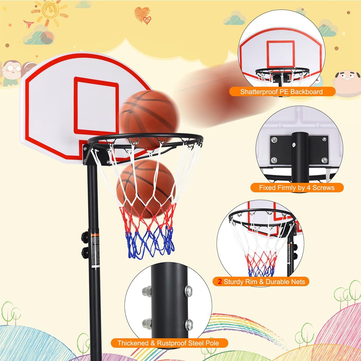 Portable Basketball Hoop with  - Kids Outdoor Basketball Hoop recensione e prezzo