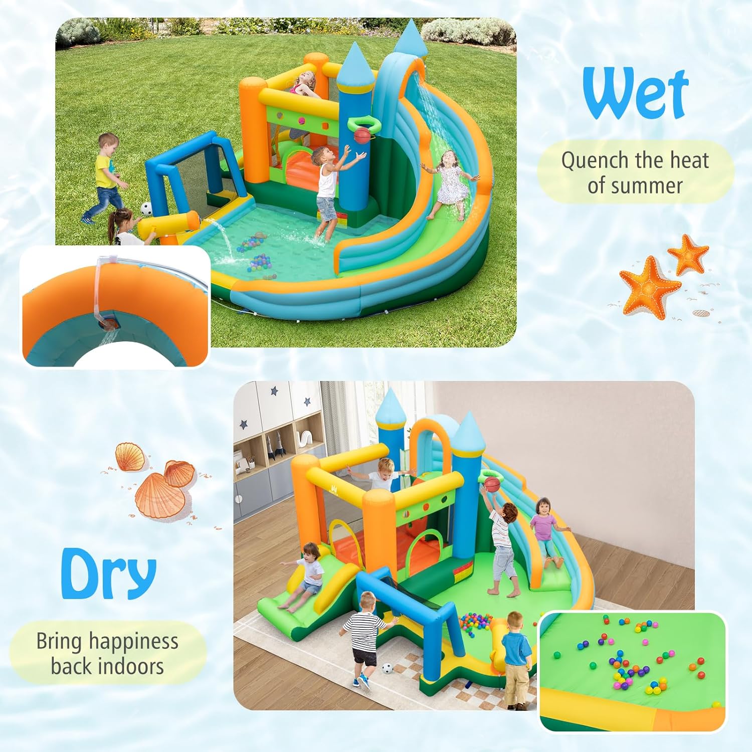 9-in-1 Inflatable Water Slide  - Kids Outdoor Jumping recensione e prezzo