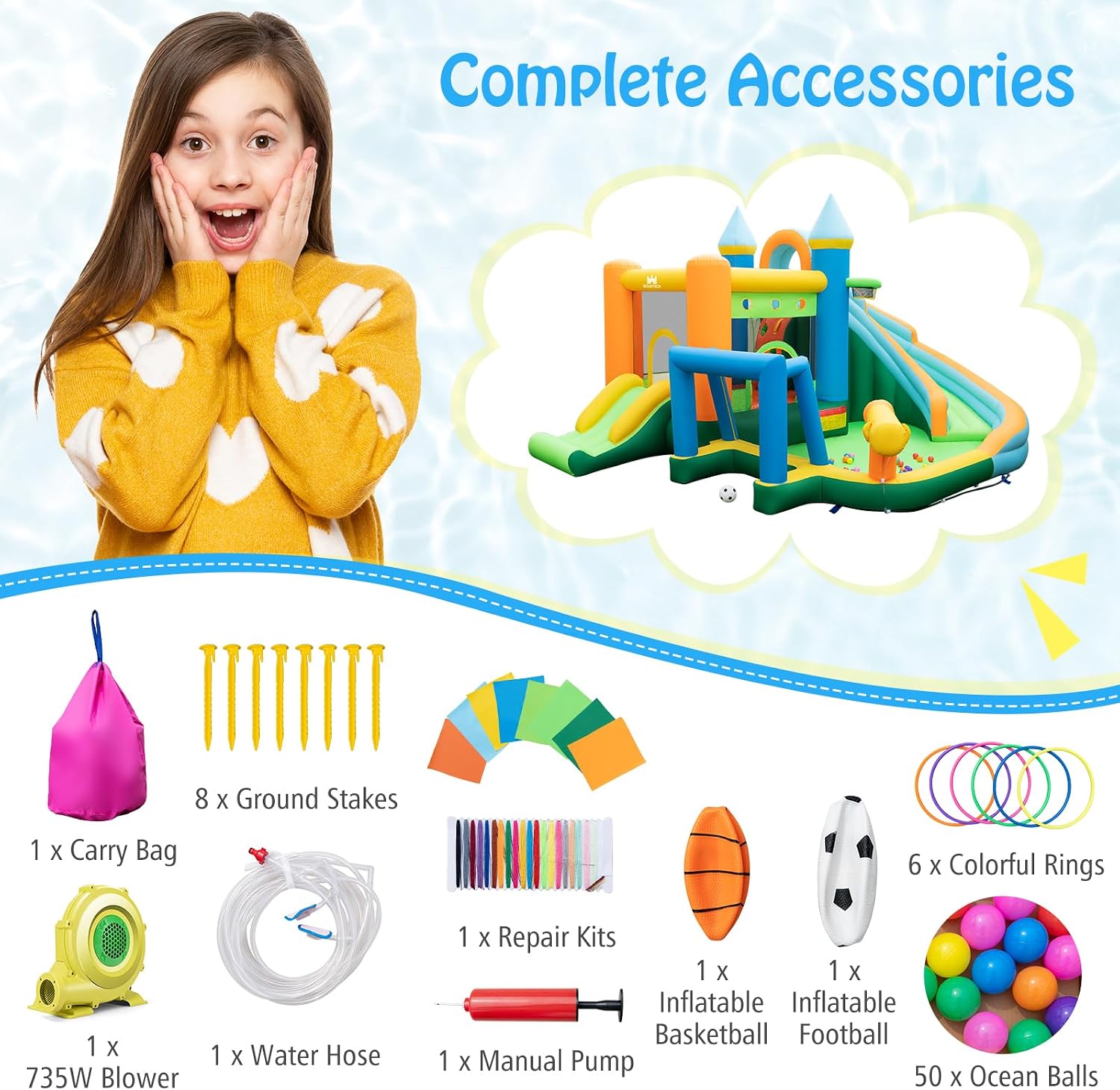 9-in-1 Inflatable Water Slide  - Kids Outdoor Jumping recensione e prezzo