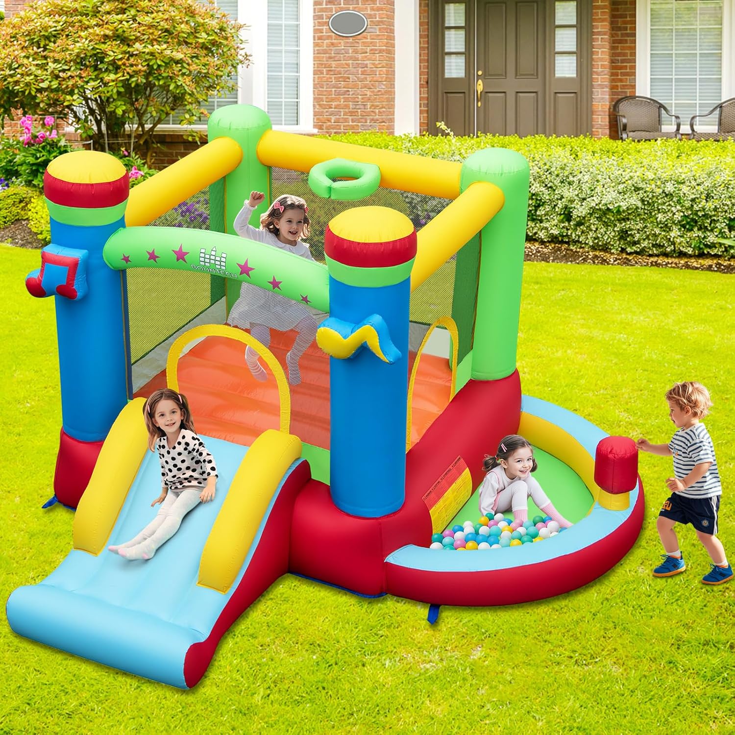 Inflatable Bounce House with B - Kids Outdoor Jumping recensione e prezzo