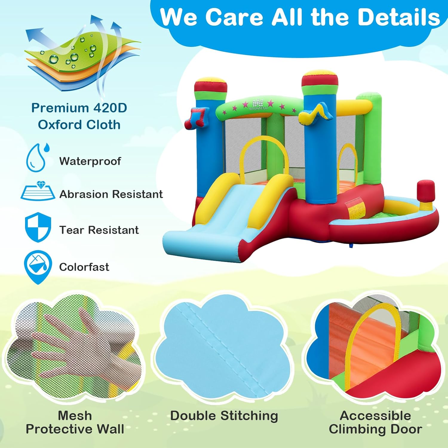 Inflatable Bounce House with B - Kids Outdoor Jumping recensione e prezzo