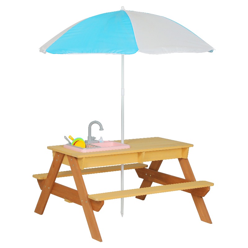 Wooden Kids Picnic Table, Sand - Kids Outdoor Umbrella For Table recensione e prezzo