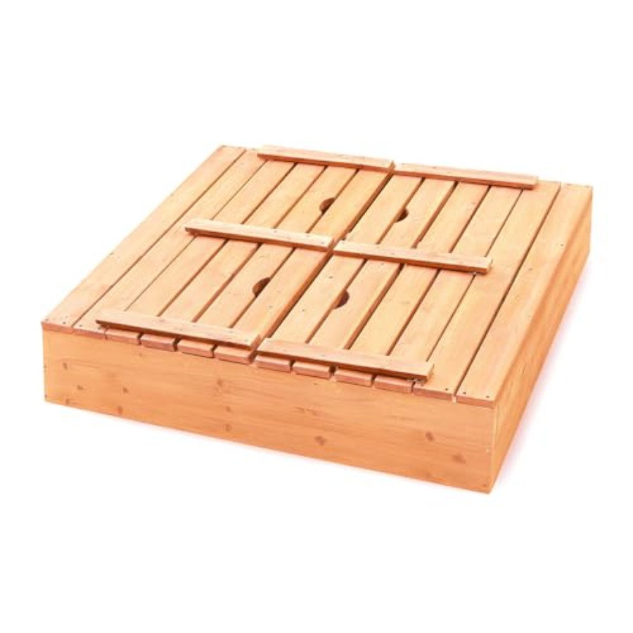 Outdoor wooden sandbox with li - Kids Outdoor Seating recensione e prezzo