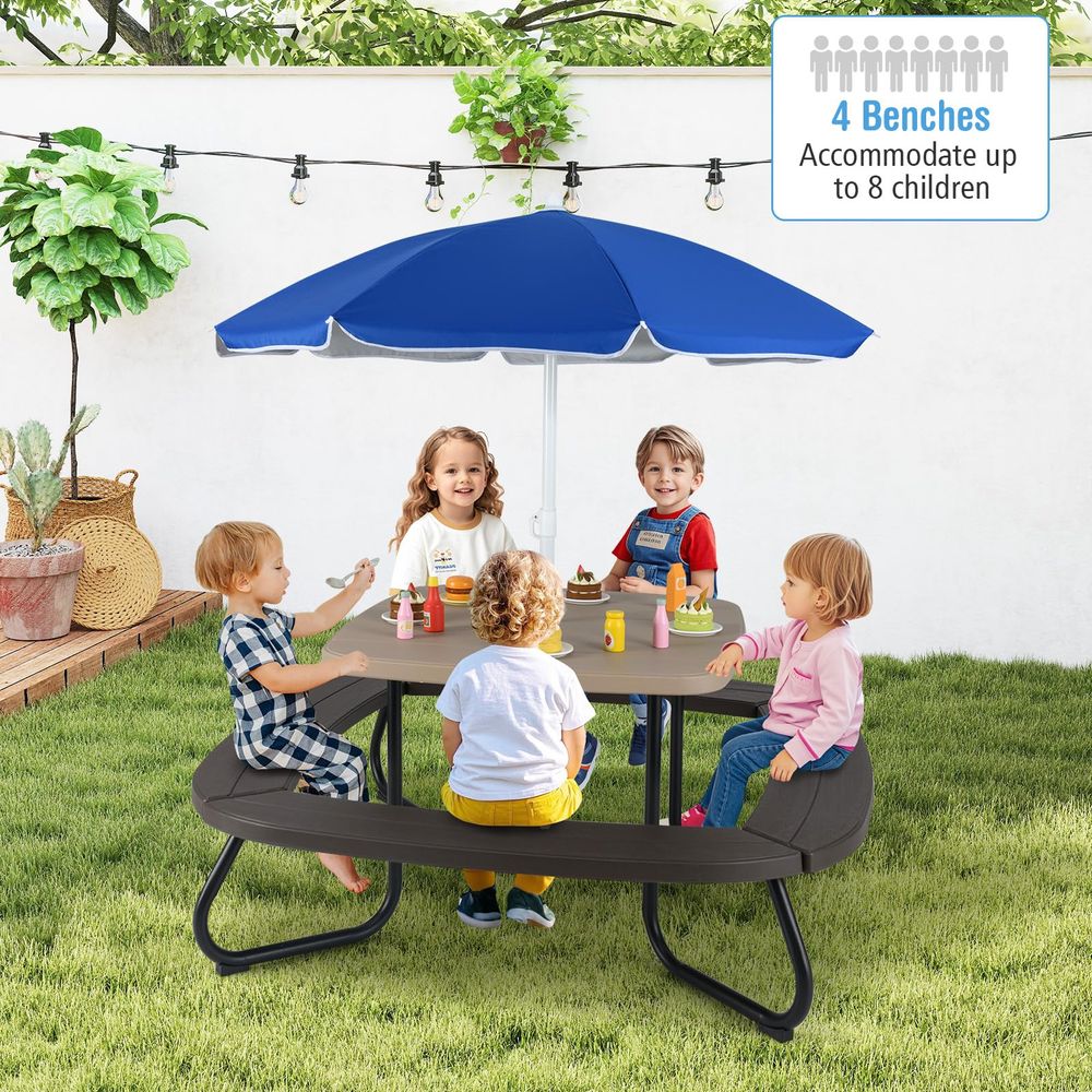 JOY Kids Picnic Table, 8 Perso - Kids Outdoor Umbrella For Table recensione e prezzo