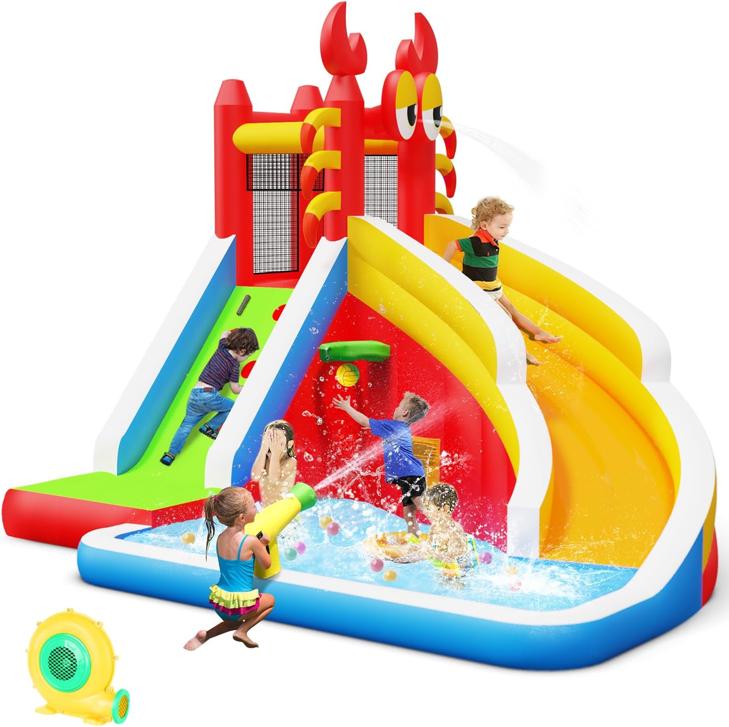 Large Inflatable Bounce House  - Kids Outdoor Basketball Hoop recensione e prezzo