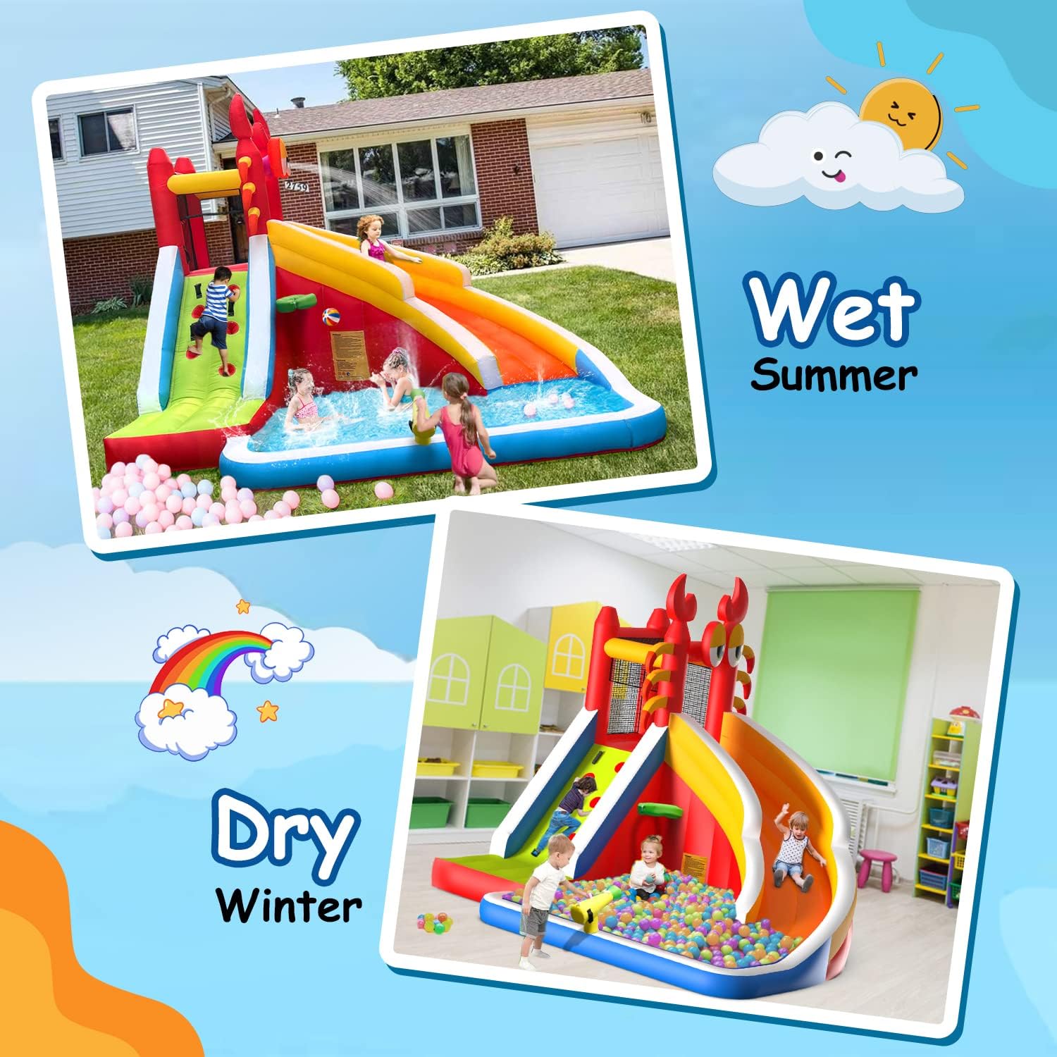 Large Inflatable Bounce House  - Kids Outdoor Basketball Hoop recensione e prezzo