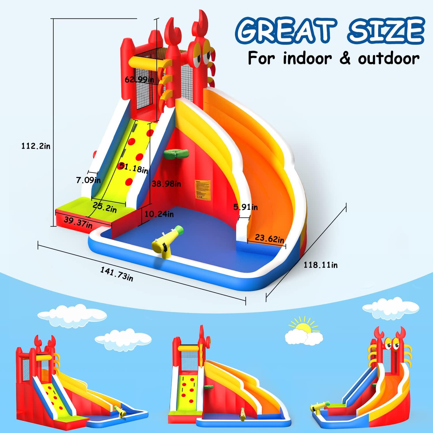 Large Inflatable Bounce House  - Kids Outdoor Basketball Hoop recensione e prezzo