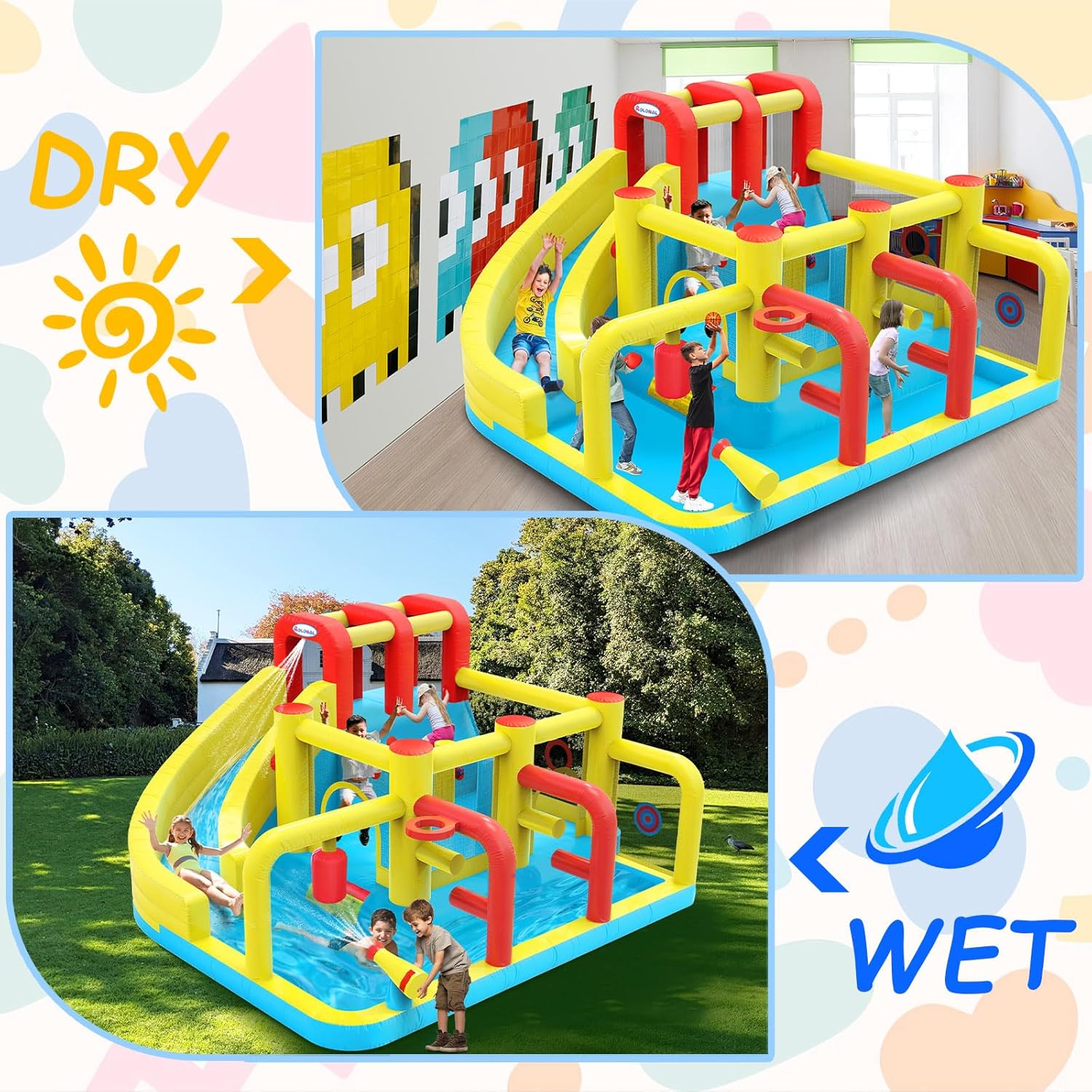 Kids Inflatable Water Slide Bo - Kids Outdoor Basketball Hoop recensione e prezzo