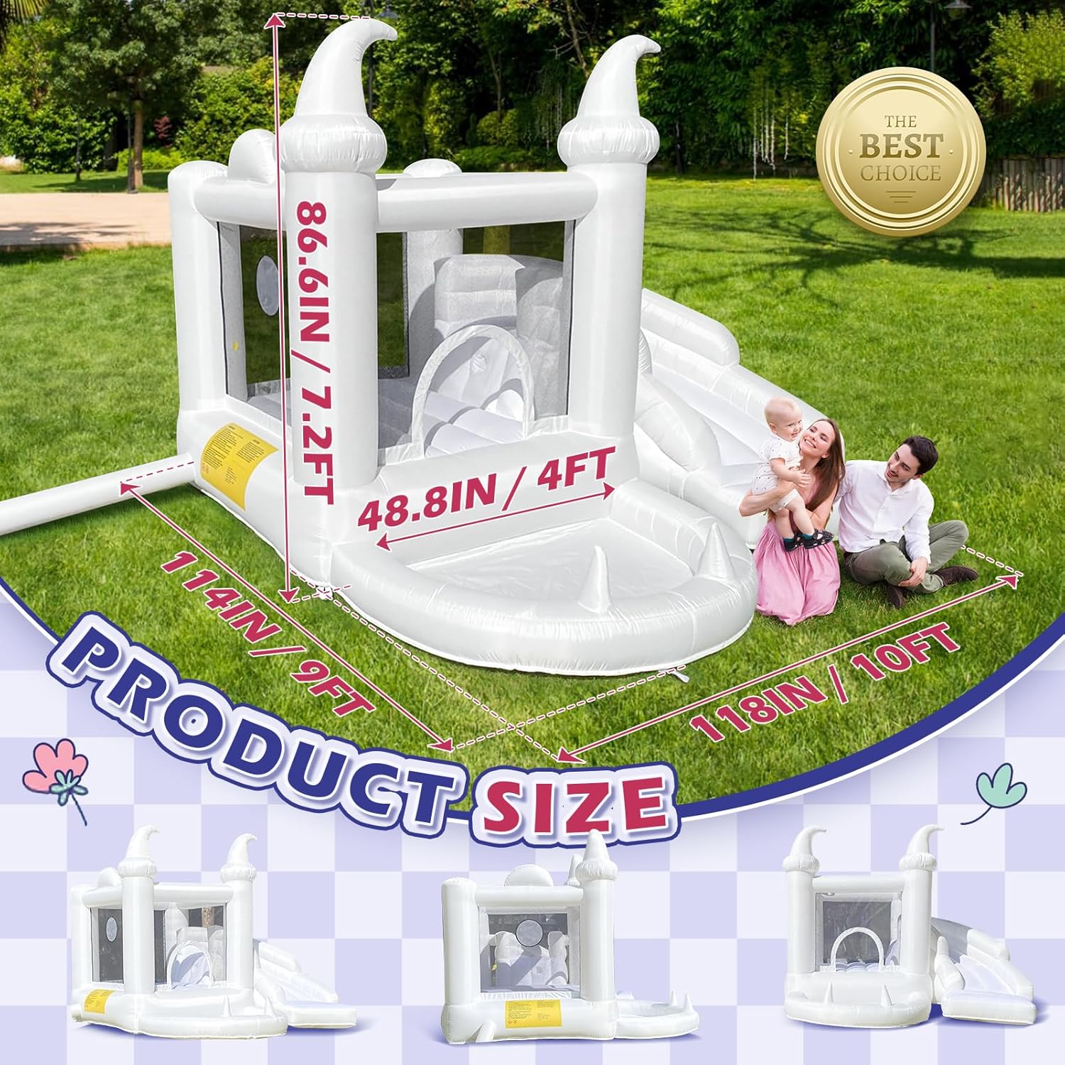 White Inflatable Bouncy Castle - Kids Outdoor Jumping recensione e prezzo