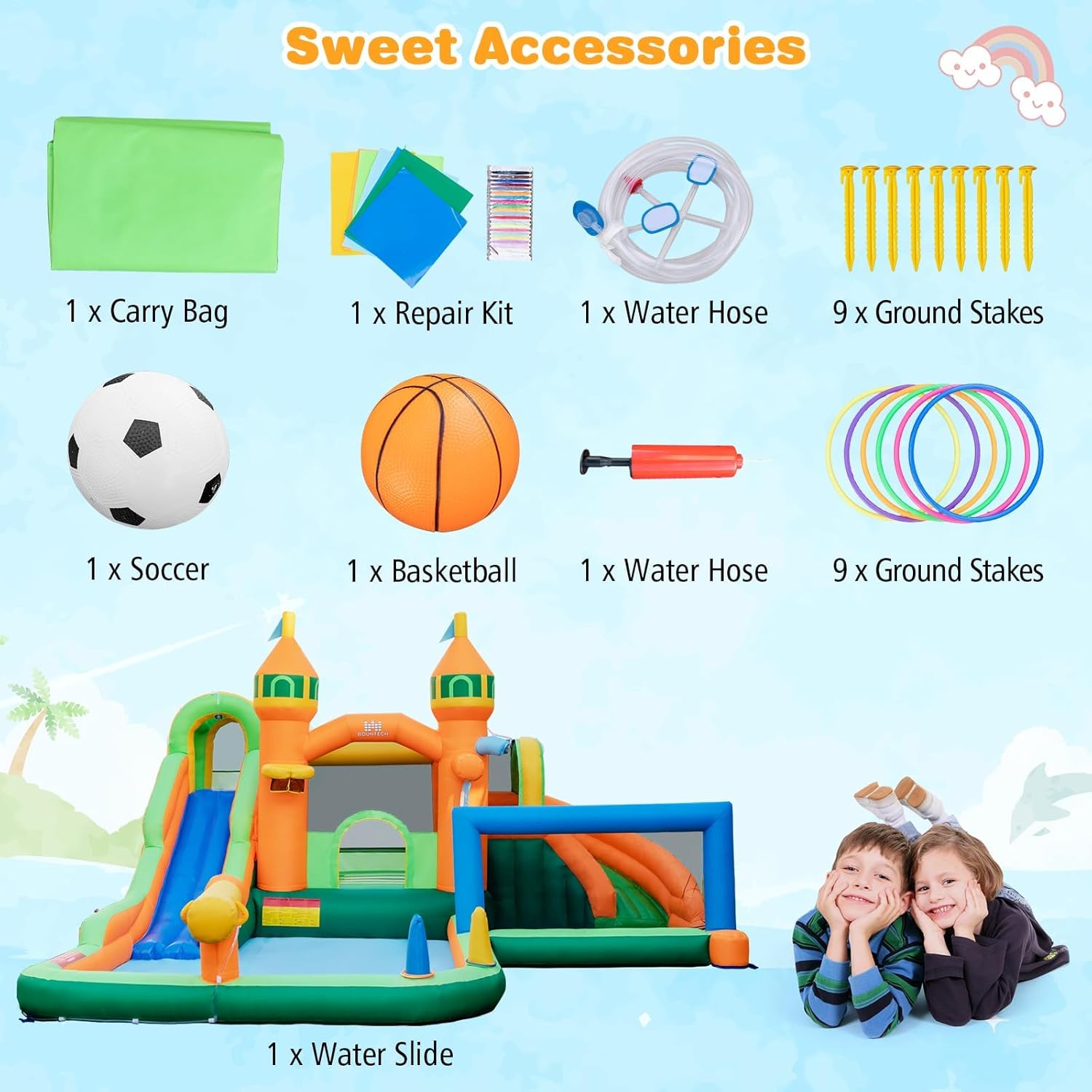 9-in-1 Inflatable Water Park B - Kids Outdoor Jumping recensione e prezzo