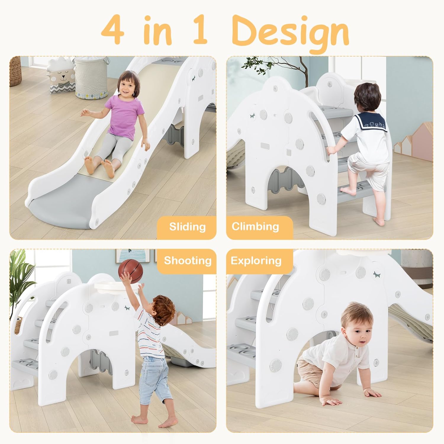 Toddler Slide, 4 in 1 Indoor K - Kids Outdoor Basketball Hoop recensione e prezzo