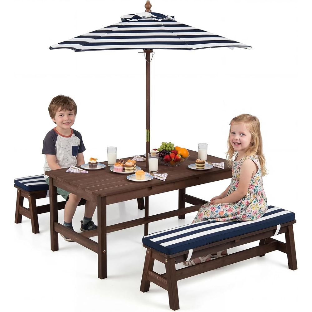 Kids Picnic Table, ir Wood Tod - Kids Outdoor Umbrella For Table recensione e prezzo