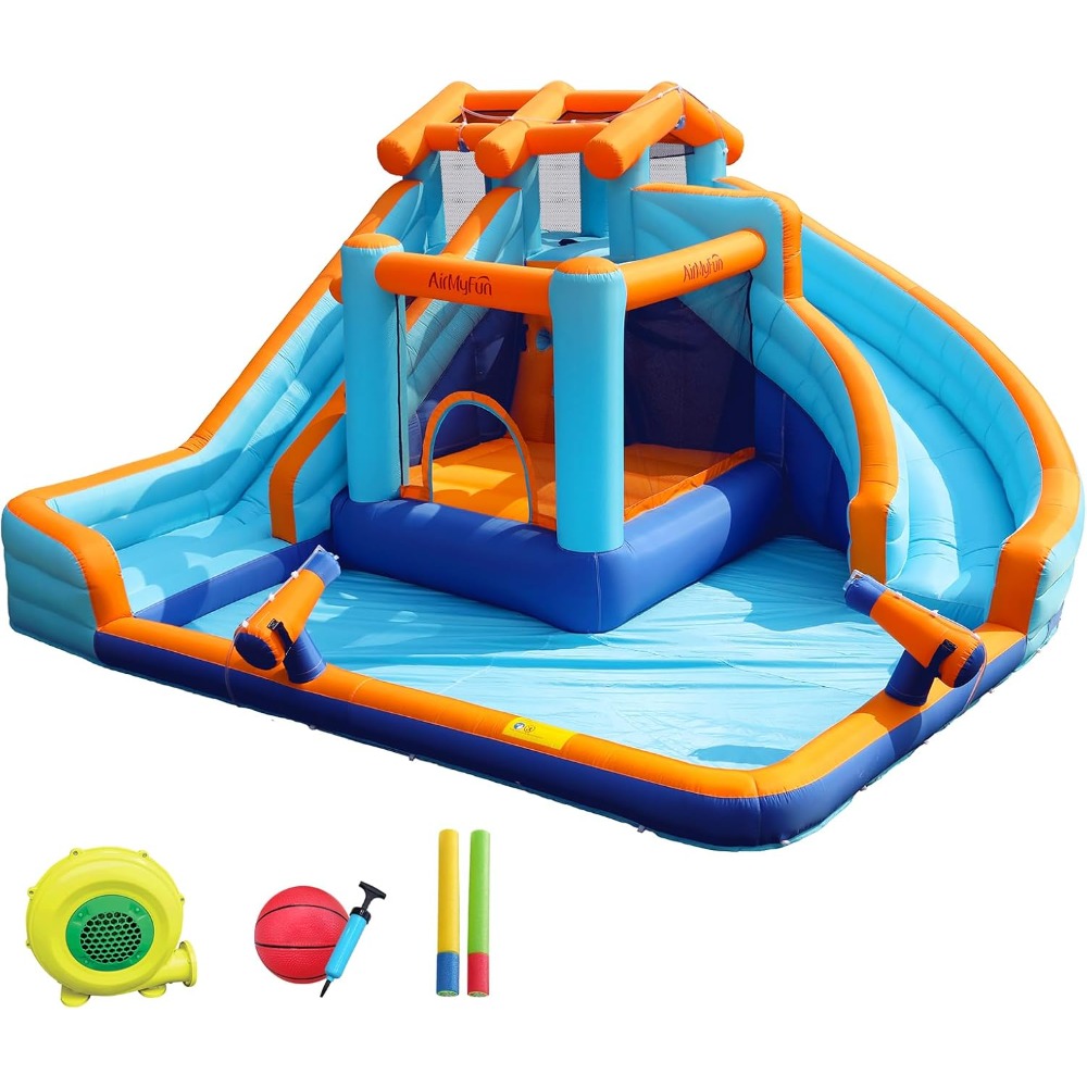 Large Water Slide Bounce House - Kids Outdoor Basketball Hoop recensione e prezzo