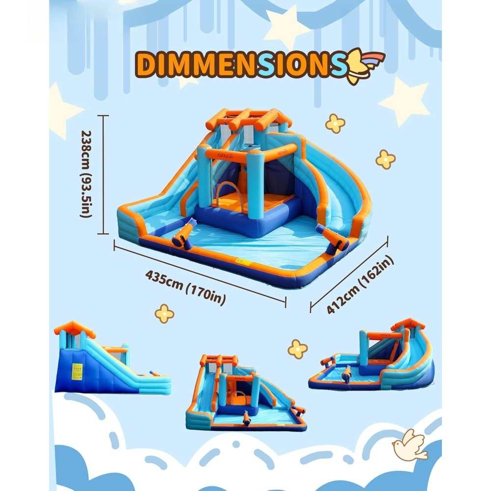 Large Water Slide Bounce House - Kids Outdoor Basketball Hoop recensione e prezzo