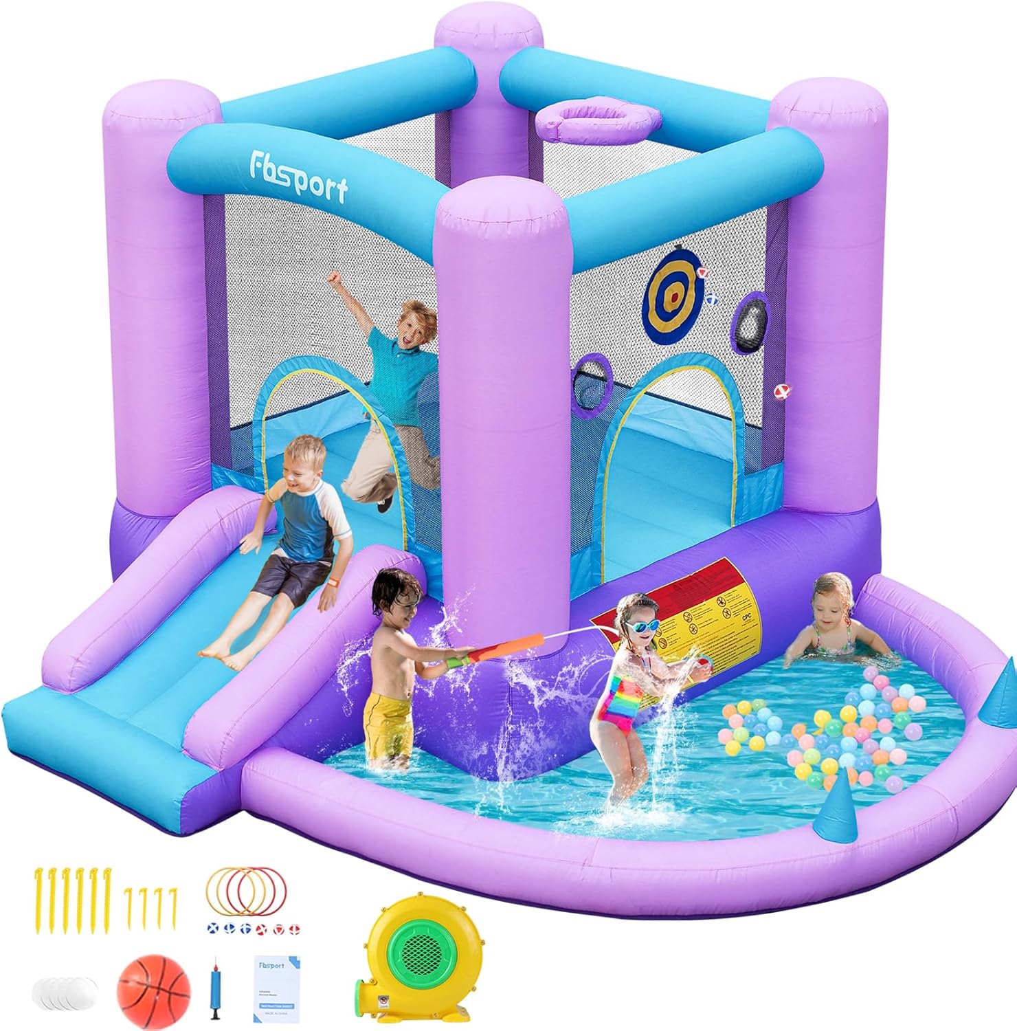 Inflatable Bounce House for Ki - Kids Outdoor Basketball Hoop recensione e prezzo
