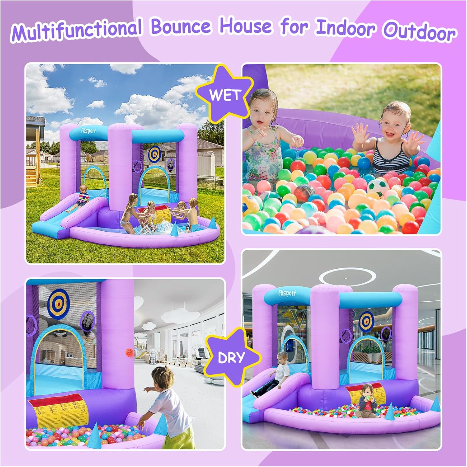Inflatable Bounce House for Ki - Kids Outdoor Basketball Hoop recensione e prezzo