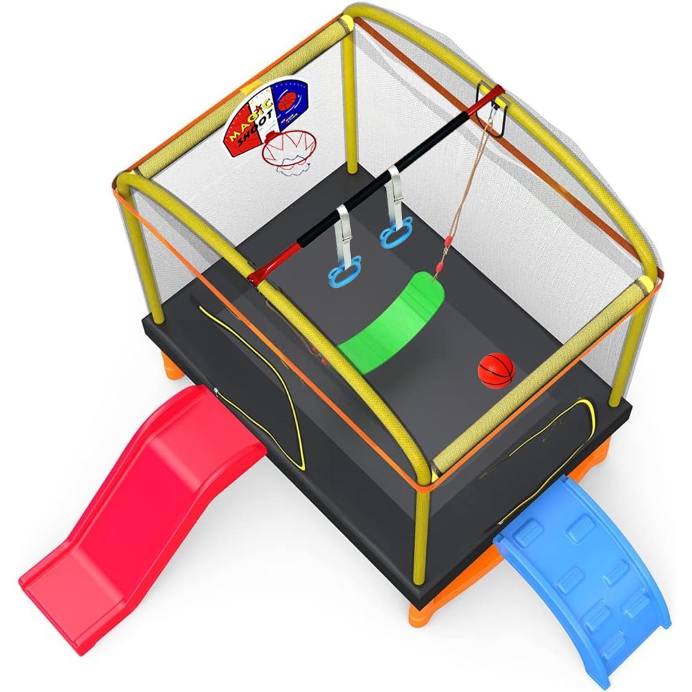 6.5Ft 7-in-1 Rectangle Trampol - Kids Outdoor Basketball Hoop recensione e prezzo