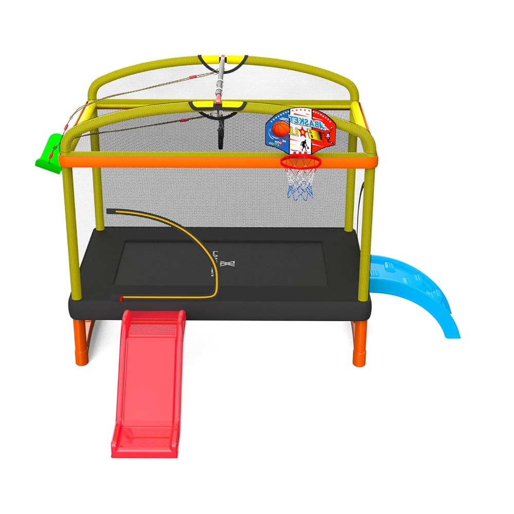 6.5Ft 7-in-1 Rectangle Trampol - Kids Outdoor Basketball Hoop recensione e prezzo